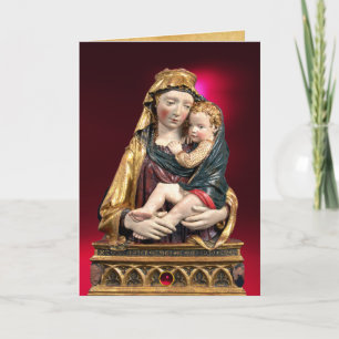 VIRGIN MET KINDEREN, Rood kerstfeest Feestdagen Kaart