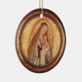 VIRGIN MET KINDERGOLD EN RODE RUBY KERAMISCH ORNAMENT (Rechts)