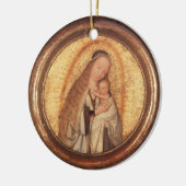 VIRGIN MET KINDERGOLD EN RODE RUBY KERAMISCH ORNAMENT (Links)