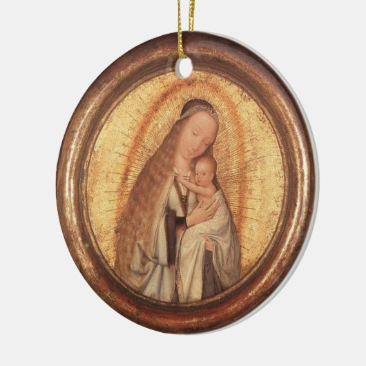 VIRGIN MET KINDERGOLD EN RODE RUBY KERAMISCH ORNAMENT (Links)