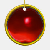 VIRGIN MET KINDERGOLD EN RODE RUBY KERAMISCH ORNAMENT (Achterkant)