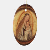 VIRGIN MET KINDERGOLD EN RODE RUBY KERAMISCH ORNAMENT (Rechts)