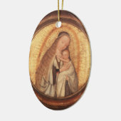 VIRGIN MET KINDERGOLD EN RODE RUBY KERAMISCH ORNAMENT (Links)