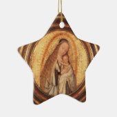 VIRGIN MET KINDERGOLD EN RODE RUBY STAR KERAMISCH ORNAMENT (Rechts)