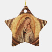 VIRGIN MET KINDERGOLD EN RODE RUBY STAR KERAMISCH ORNAMENT (Voorkant)
