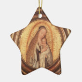 VIRGIN MET KINDERGOLD EN RODE RUBY STAR KERAMISCH ORNAMENT (Links)