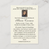 Virgin Mexico Guadalupe - Spaans Funeral Prayer Plaatskaartje (Achterkant)