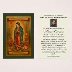 Virgin Mexico Guadalupe - Spaans Funeral Prayer Visitekaartje