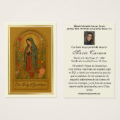 Virgin Mexico Guadalupe - Spaans Funeral Prayer Visitekaartje (Voorkant /achterkant)