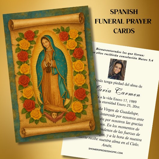 Virgin Mexico Guadalupe - Spaans Funeral Prayer Visitekaartje