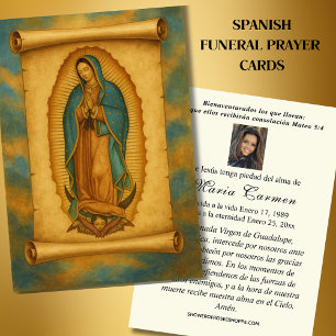 Virgin Mexico Guadalupe - Spaans Funeral Prayer Visitekaartje