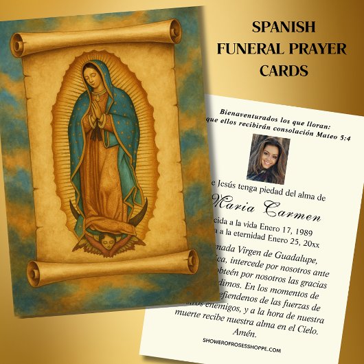 Virgin Mexico Guadalupe - Spaans Funeral Prayer Visitekaartje
