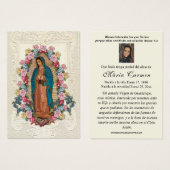 Virgin Mexico Guadalupe - Spaans Funeral Prayer Visitekaartje (Voorkant /achterkant)