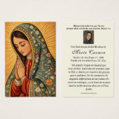 Virgin Mexico Guadalupe Spanish Funeral Prayer Visitekaartje (Voorkant /achterkant)