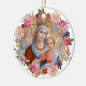 Virgin Moeder Mary Crown Baby Jesus Angels Flowers Keramisch Ornament (Links)