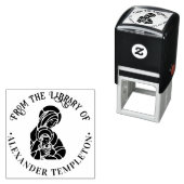 Virgin Mother Mary Baby Jesus Library Book Name Zelfinktende Stempel (In situ)