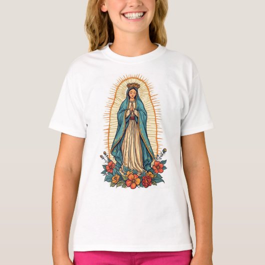 Virgin of Guadalupe Girl's Tee Shirt (Voorkant)