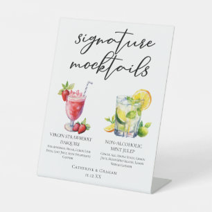 Virgin Strawberry Daiquiri Mint Julep Mocktails Reclamebord Met Voetstuk