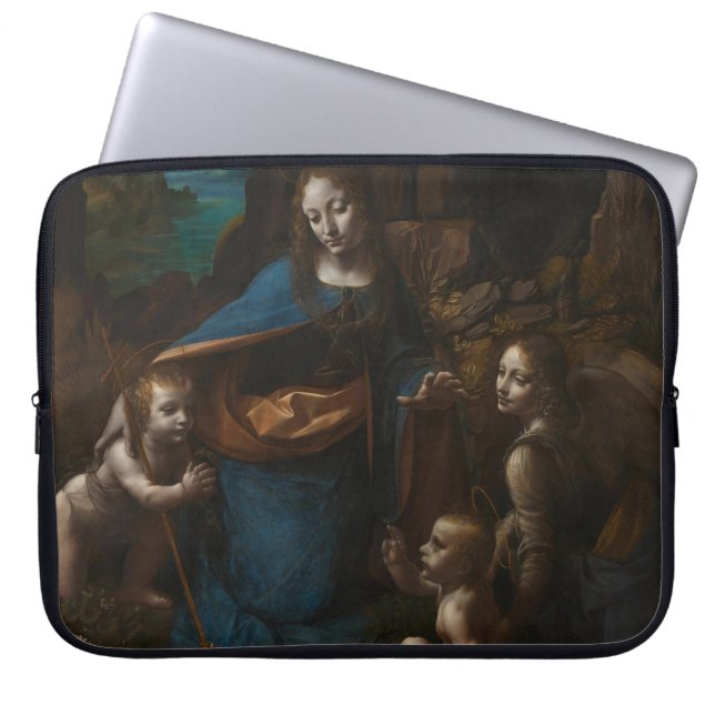 Virgin van de Rocks door Leonardo da Vinci Laptop Sleeve (Voorkant)