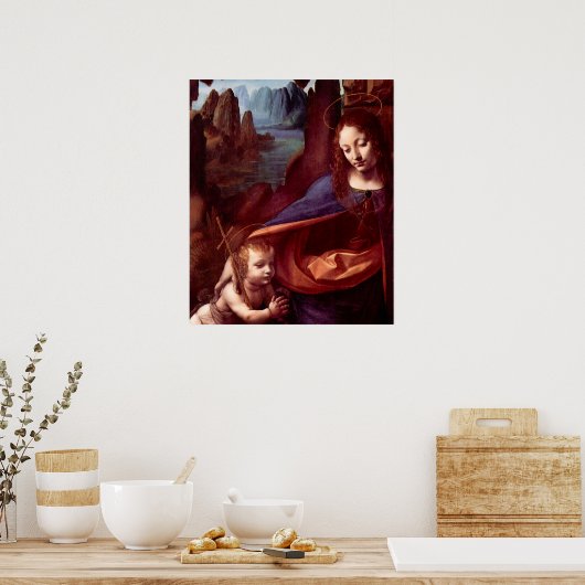 Virgin van de Rocks door Leonardo da Vinci Poster (Keuken)