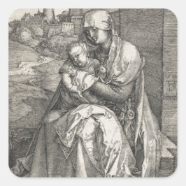 Virgin Zitting door een muur van Albrecht Durer Vierkante Sticker
