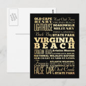 Virgina Beach City of Virgina State Typography Art Briefkaart (Voorkant / Achterkant)