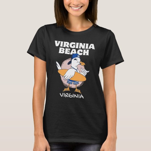 VIRGINA BEACH Surfen Zeemeeuw Retro T-shirt (Voorkant)