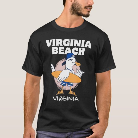 VIRGINA BEACH Surfen Zeemeeuw Retro T-shirt (Voorkant)