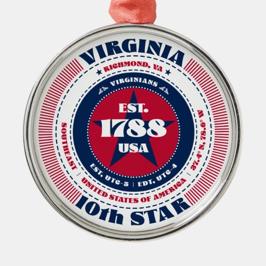 Virginia 10e staat kerstversiering metalen ornament (Voorkant)