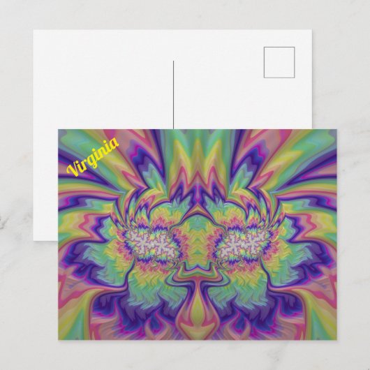 VIRGINIA ~ 3D Fractal Design Pattern ~ Multicolor Briefkaart (Voorkant / Achterkant)