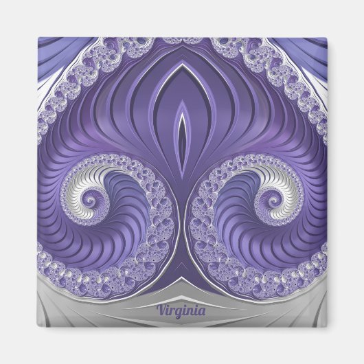 VIRGINIA ~ Abstract patroon ~ Paarse Grijs Wit ~ Magneet (Voorkant)
