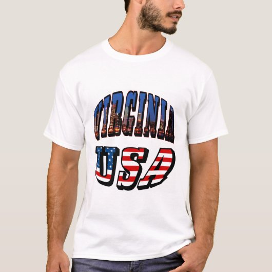 Virginia Afbeelding and USA Text T-shirt (Voorkant)