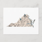 Virginia  Afbeelding Map Antiek State Chart Briefkaart (Voorkant)