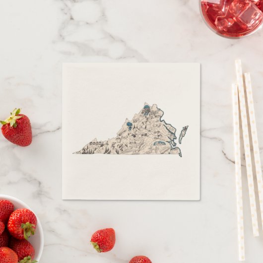 Virginia  Afbeelding Map Antiek State Chart Servetten (Insitu)