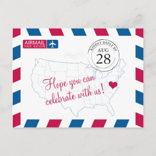 Virginia Airmail WEDDING RSVP Uitnodiging Briefkaart