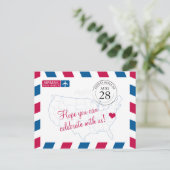 Virginia Airmail WEDDING RSVP Uitnodiging Briefkaart (Staand voorkant)