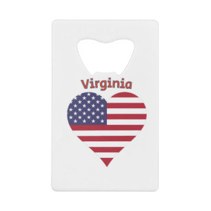 Virginia American Flag Heart Creditkaart Flessenopener