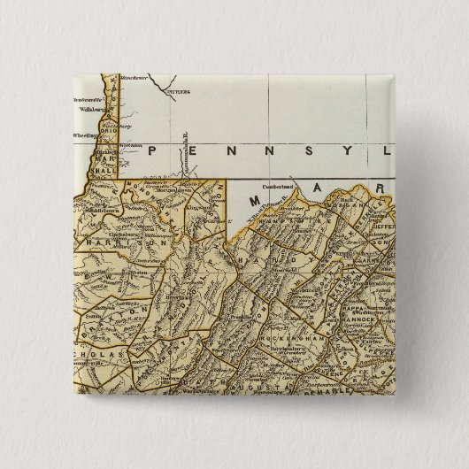 Virginia Atlas Map Vierkante Button 5,1 Cm (Voorkant)