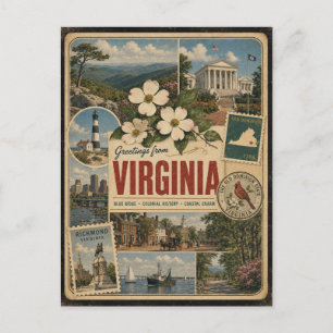 Virginia authentieke vintage stijl ansichtkaart briefkaart