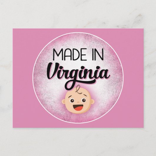 Virginia Baby Funny Pink New Girl Briefkaart (Voorkant)