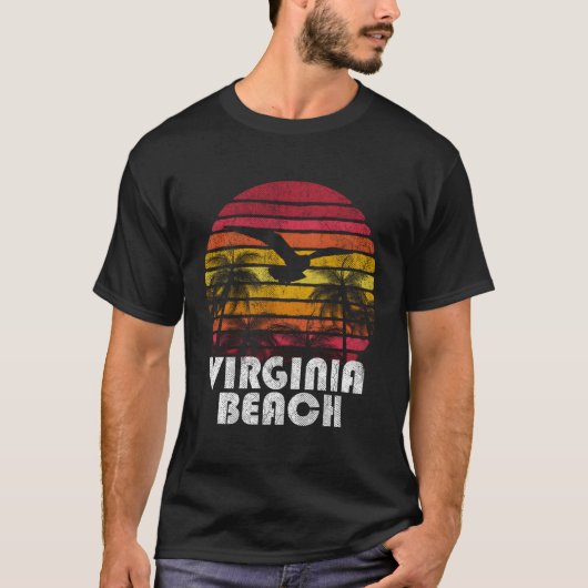 Virginia Beach 70's 80's stijl T-shirt (Voorkant)