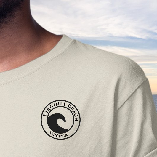 Virginia Beach Black Ocean Wave Circle Design T-shirt