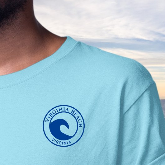 Virginia Beach Blue Ocean Wave Circle Design T-shirt