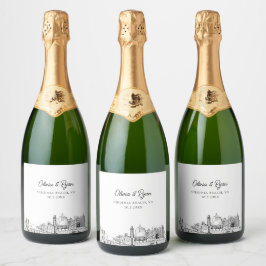 Virginia Beach Bruiloft Champagne Label Sparkling Wijnetiket