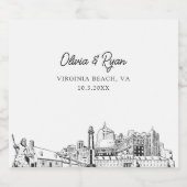 Virginia Beach Bruiloft Champagne Label Sparkling Wijnetiket (Enkel label)