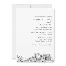 Virginia Beach Bruiloft Elegante Skyline uitnodigi