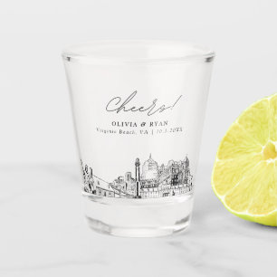 Virginia Beach bruiloft gunst gepersonaliseerde pr Shot Glas