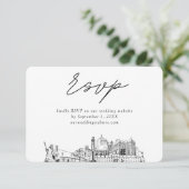 Virginia Beach Bruiloft Minimalistische schets RSV Informatiekaartje (Staand voorkant)