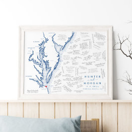 Virginia Beach Bruiloft Modern Gastenboek Poster