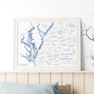 Virginia Beach Bruiloft Modern Gastenboek Poster